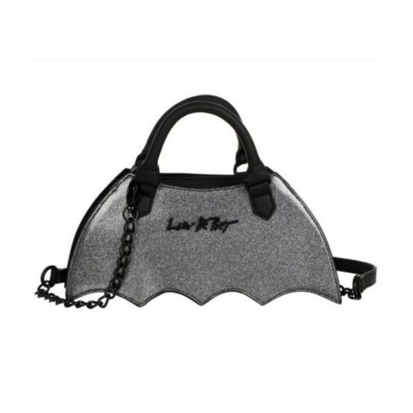 Betsey Johnson Silver Glitter SPARKLE BAT Halloween Top Handle CROSSBODY Bag NWT - Picture 2 of 6